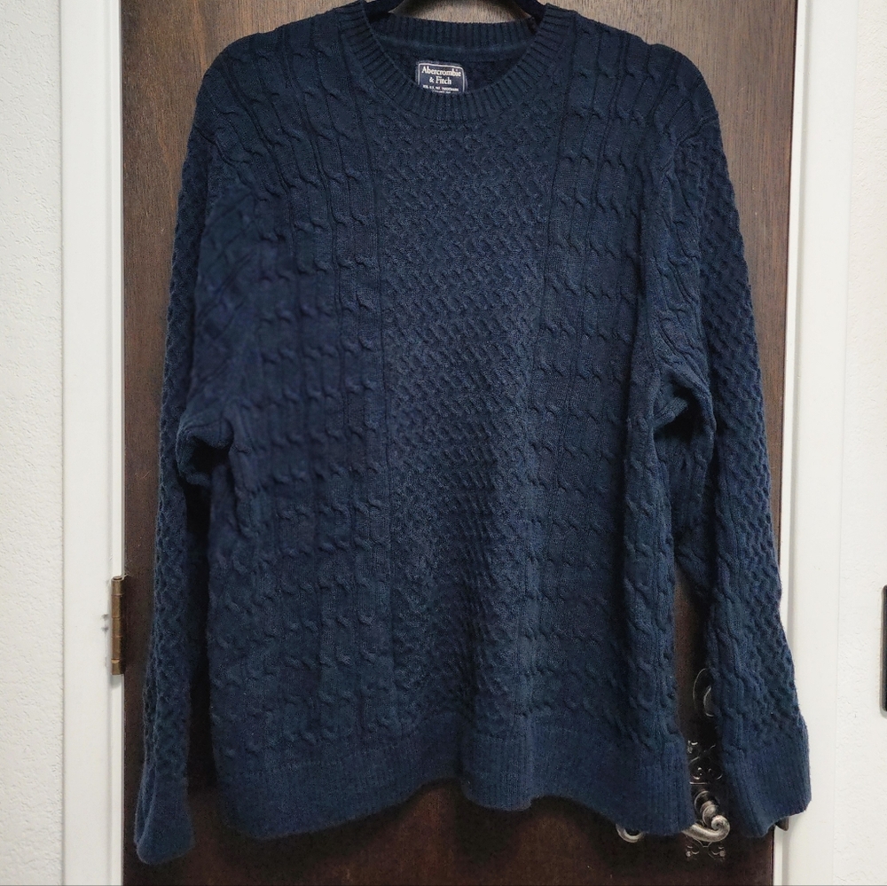 Abercrombie & Fitch Navy Cotton Cable Sweater XXL